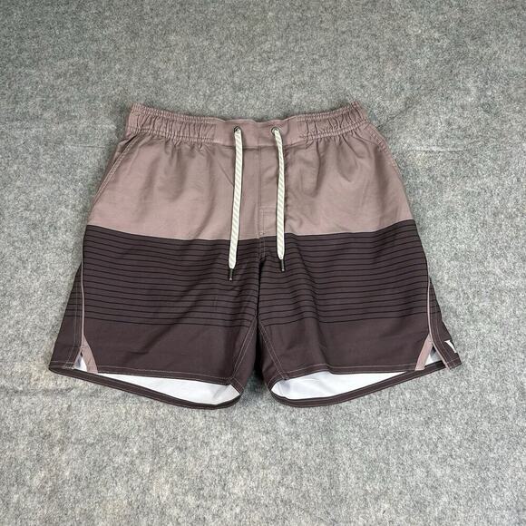 Vuori Trail Lined Shorts 6” Men’s Small Mahogany Striped Stretch Pockets Gym Run - Picture 1 of 10